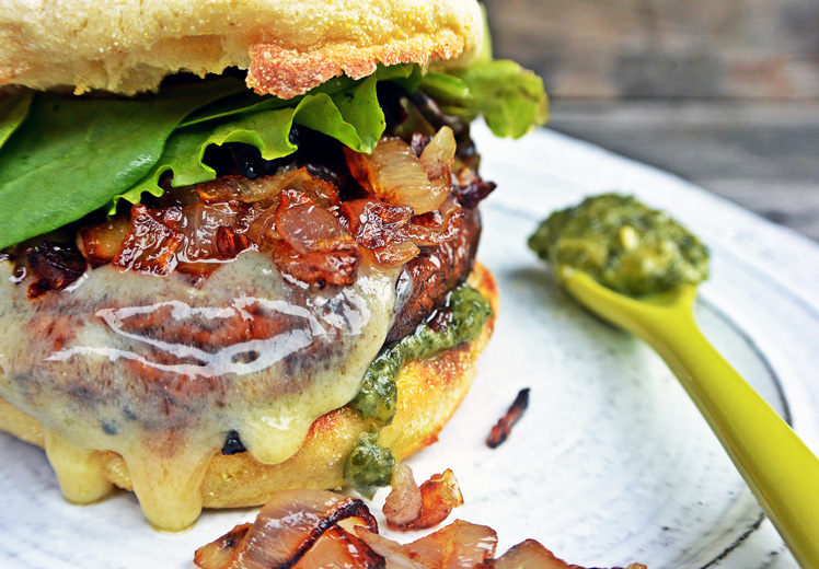 Roasted Portobello Sandwiches with Shallots and Sharp Cheddar The