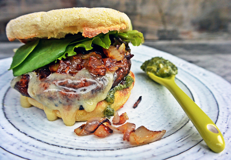 Roasted Portobello Sandwiches with Shallots and Sharp Cheddar