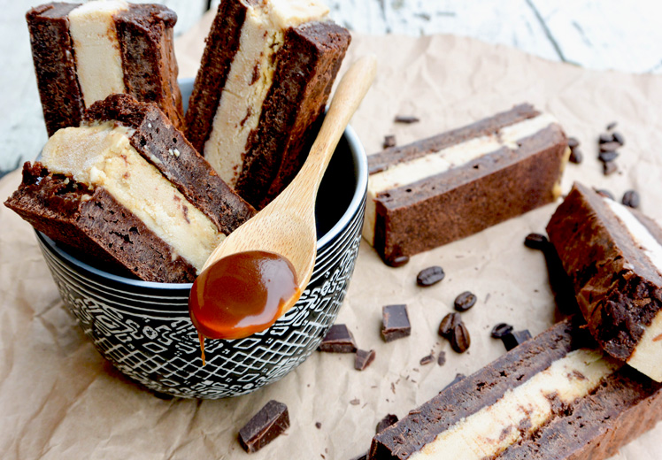 Flourless Brownie +  Espresso-Caramel Buttermilk Ice Cream Sandwiches