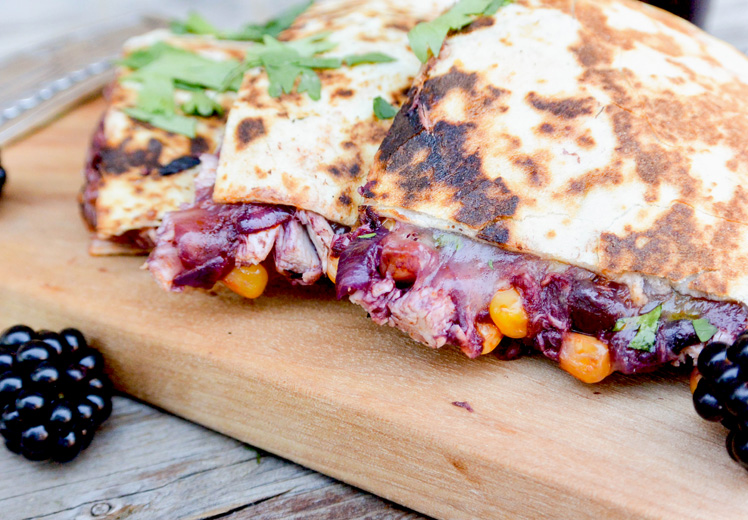 Blackberry-Chipotle BBQ Chicken Quesadillas