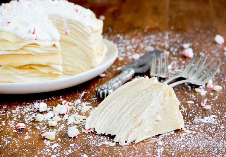 White Chocolate and Peppermint Crêpe Cake
