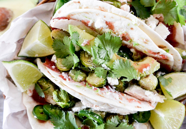 Turkey Tacos with Brussels Sprouts and Cranberry Sauce