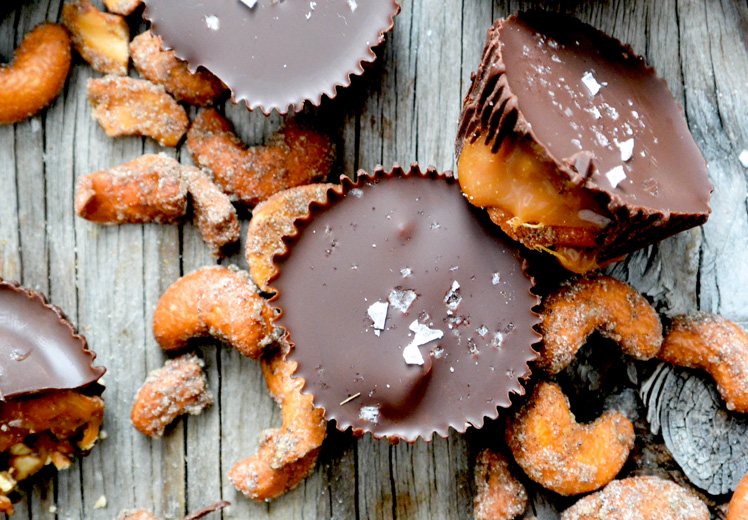 Caramel-Chocolate Clusters with Cardamom Cashews