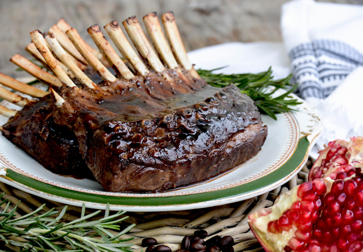 Rack of Lamb with Pomegranate-Coffee Sauce