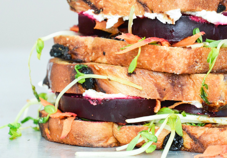 Beet and Whipped Feta Grilled Cheese