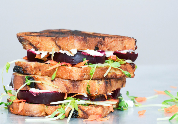 Beet and Whipped Feta Grilled Cheese