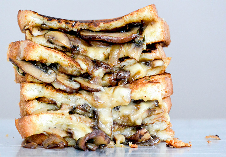 Mushroom, Onion and Stout Grilled Cheese Sandwiches