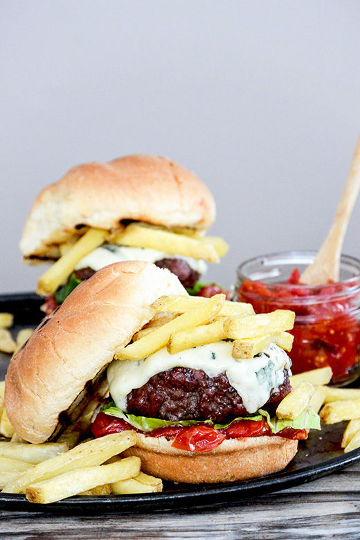 Blue Cheese Burger with TomatoShallot Jam Floating Kitchen