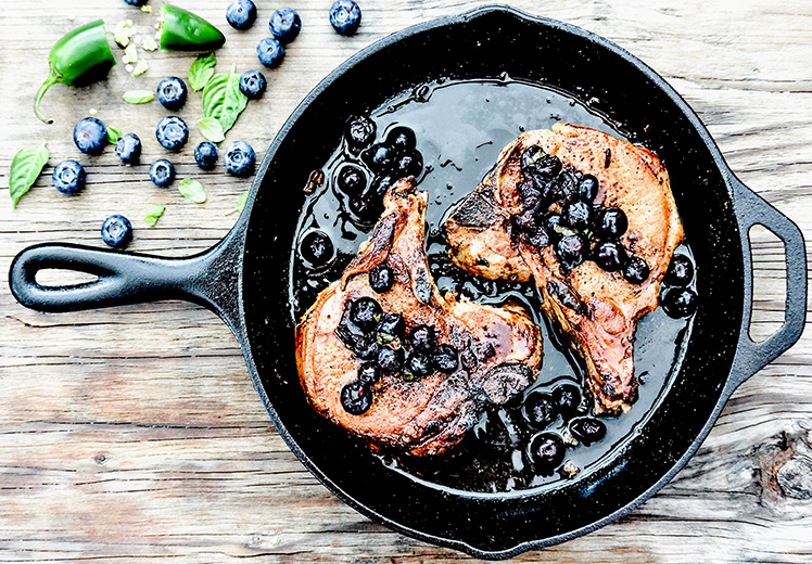 Thick Cut Pork Chops with Blueberry Salsa