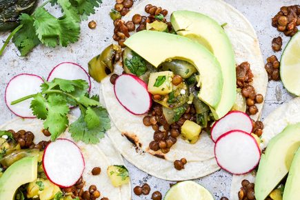 Lentil Tacos with Grilled Pineapple-Tomatillo Salsa | www.floatingkitchen.net