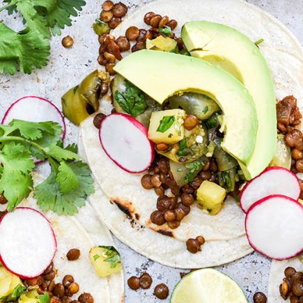 Lentil Tacos with Grilled Pineapple-Tomatillo Salsa | www.floatingkitchen.net