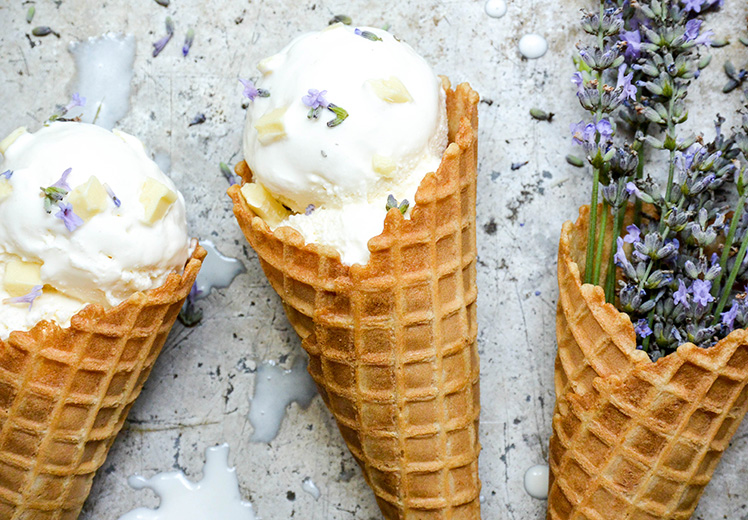 Lavender White Chocolate Chunk Ricotta Ice Cream