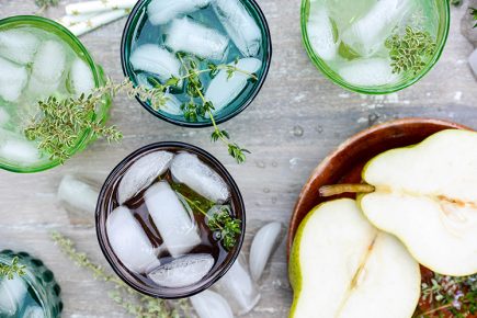 Champagne-Elderflower Cocktail with Pear and Thyme | www.floatingkitchen.net