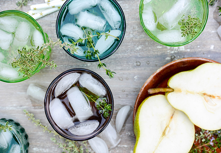 Champagne-Elderflower Cocktail with Pear and Thyme