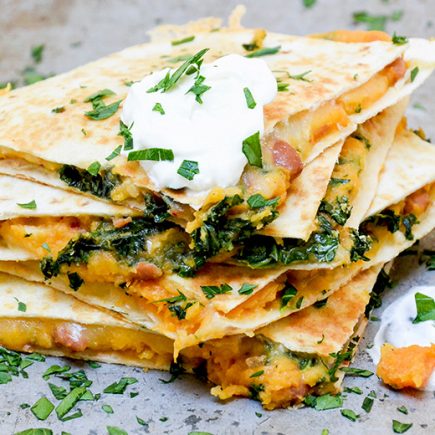 Sweet Potato, Pinto Bean and Kale Quesadillas | www.floatingkitchen.net