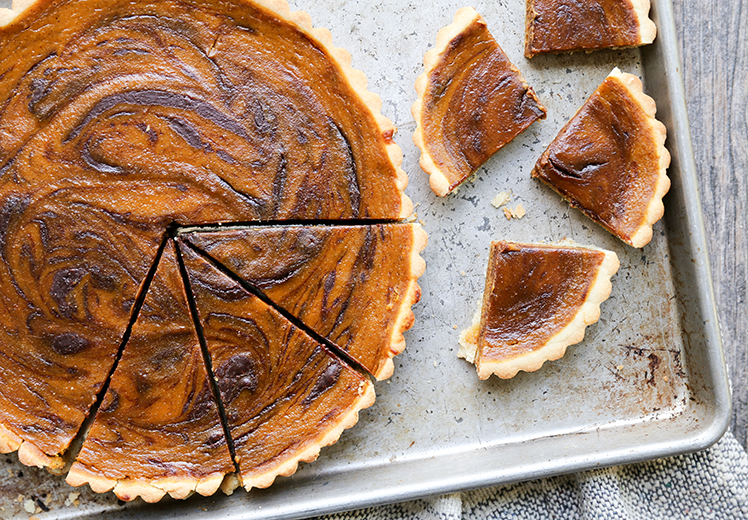 Chocolate-Swirled Pumpkin Tart | www.floatingkitchen.net