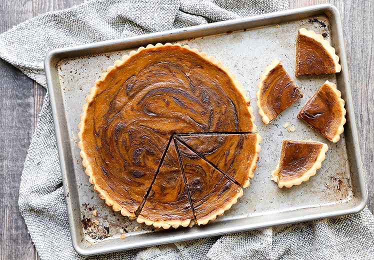 Chocolate-Swirled Pumpkin Tart