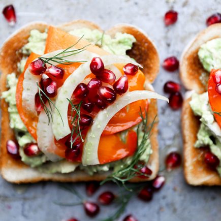 Avocado Toast with Persimmon, Pomegranate and Fennel | www.floatingkitchen.net