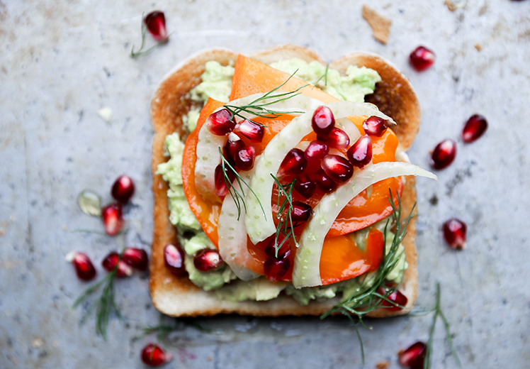 Avocado Toast with Persimmon, Pomegranate and Fennel | www.floatingkitchen.net