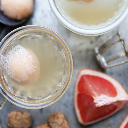 Pink Grapefruit-Champagne Sorbet Floats | www.floatingkitchen.net