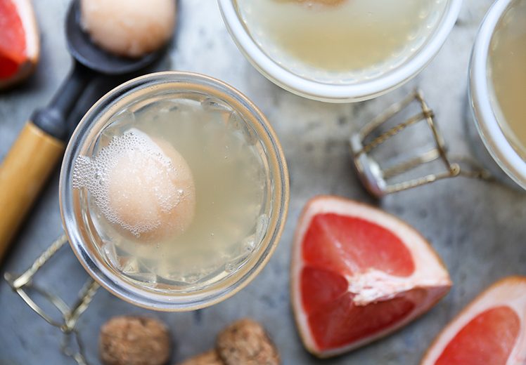 Pink Grapefruit-Champagne Sorbet Floats | www.floatingkitchen.net