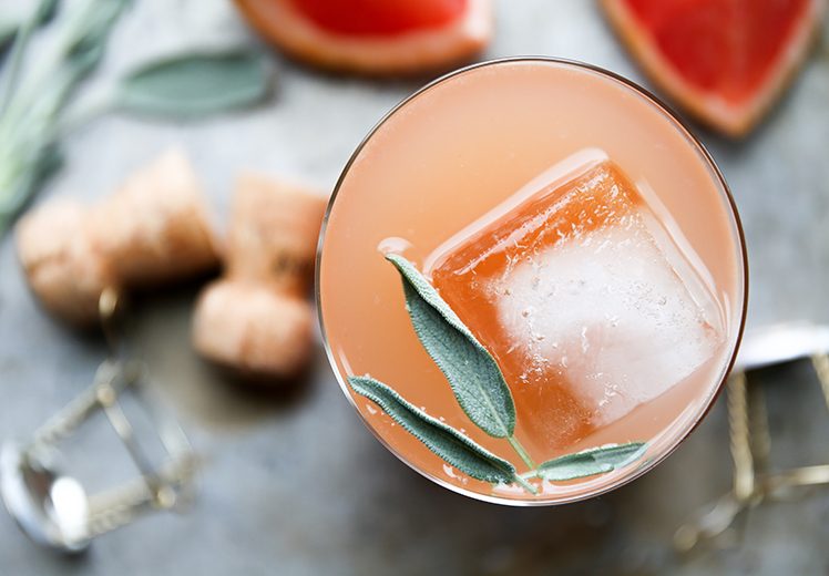 Grapefruit and Sage Champagne Cocktails | www.floatingkitchen.net