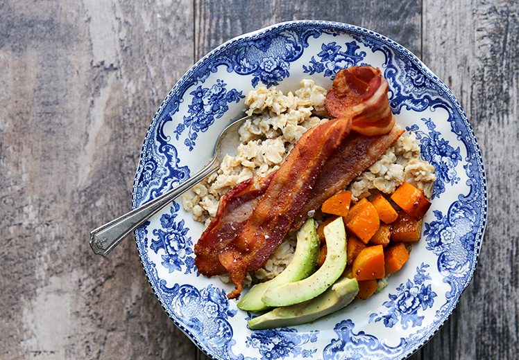 Savory Oatmeal with Bacon, Roasted Squash and Avocado | www.floatingkitchen.net
