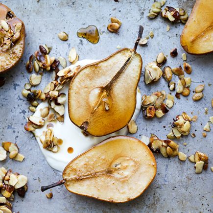 Maple Roasted Pears with Yogurt and Maple-Nut Clusters | www.floatingkitchen.net