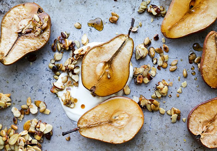 Maple Roasted Pears with Yogurt and Maple-Nut Clusters | www.floatingkitchen.net