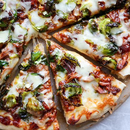 Barbecue Pulled Pork Pizza with Brussels Sprouts | www.floatingkitchen.net