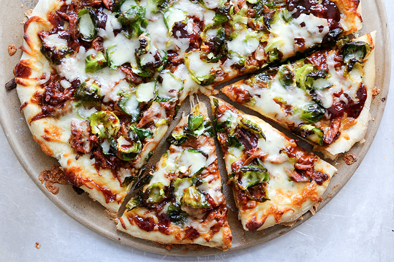 BBQ Pulled Pork Pizza with Brussels Sprouts