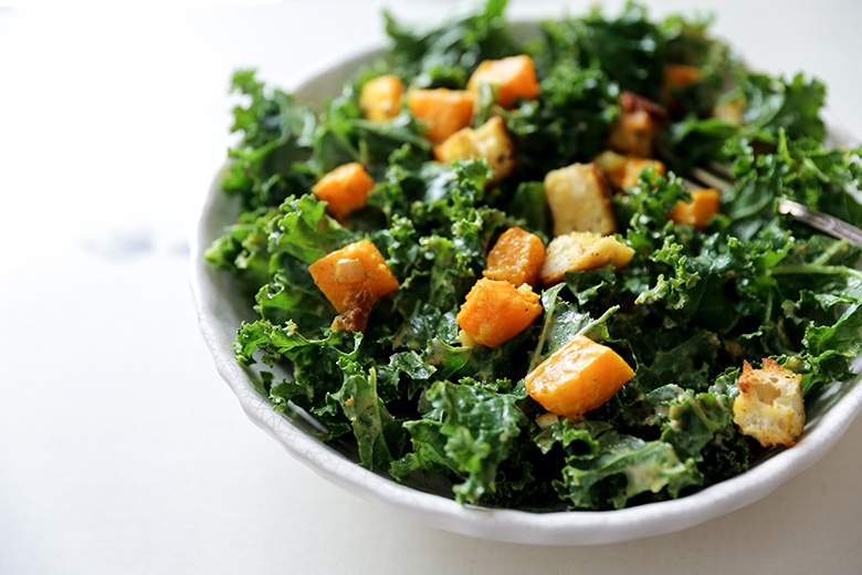 Kale and Butternut Squash Salad with IndianSpiced Croutons The
