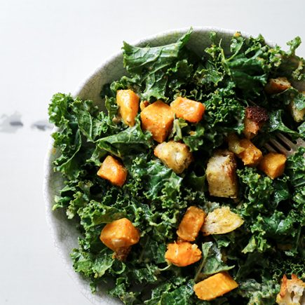 Kale and Butternut Squash Salad with Indian-Spiced Croutons | www.floatingkitchen.net