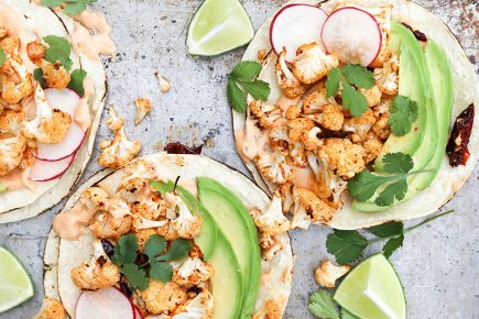 Roasted Cauliflower Tacos with Chipotle Cream | www.floatingkitchen.net