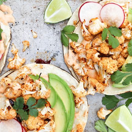 Roasted Cauliflower Tacos with Chipotle Cream | www.floatingkitchen.net