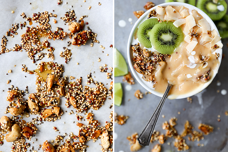 Papaya-Lime Smoothie Bowl with Toasted Cashew-Quinoa Cereal | www.floatingkitchen.net