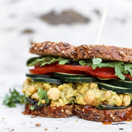 Smashed Chickpea, Avocado and Pineapple Salad Sandwiches with Sriracha Honey Mustard | www.floatingkitchen.net