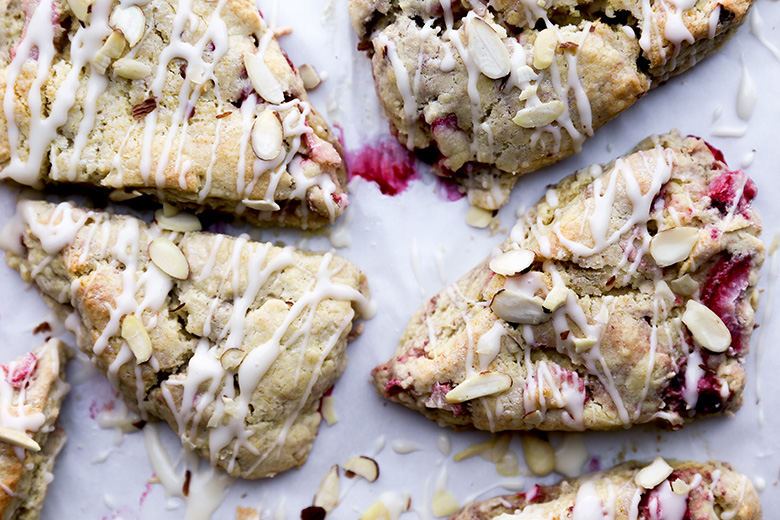 Strawberry-Rhubarb Almond Scones | www.floatingkitchen.net