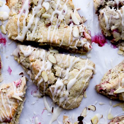 Strawberry-Rhubarb Almond Scones | www.floatingkitchen.net