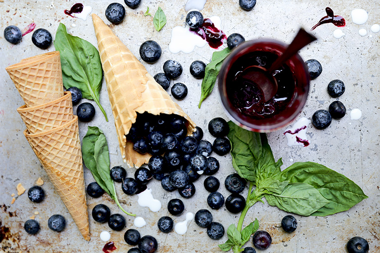 Blueberry-Basil Swirled Ice Cream | www.floatingkitchen.net