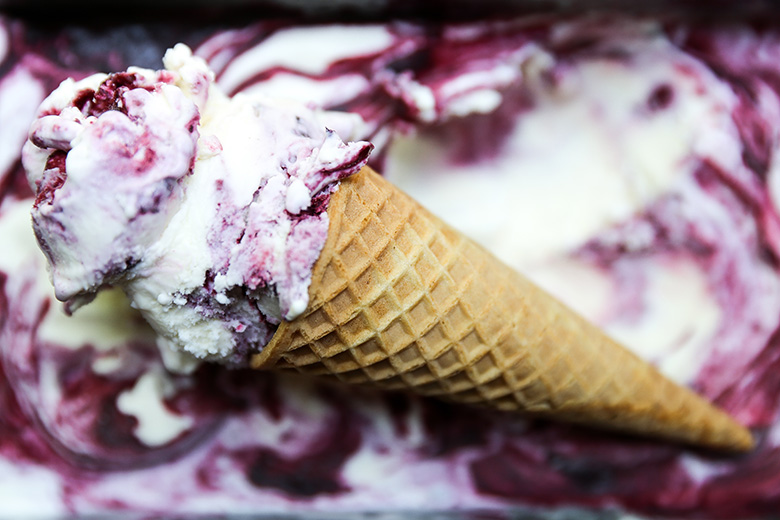 Blueberry-Basil Swirled Ice Cream