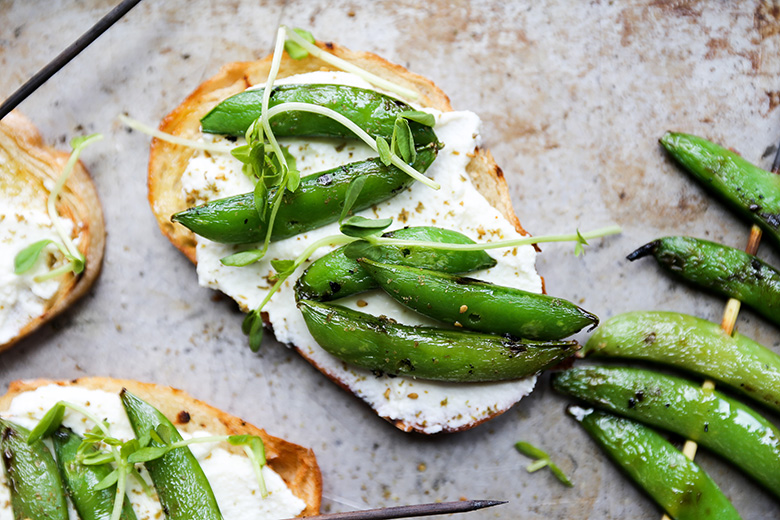 Grilled Snap Pea and Whipped Ricotta Toast | www.floatingkitchen.net