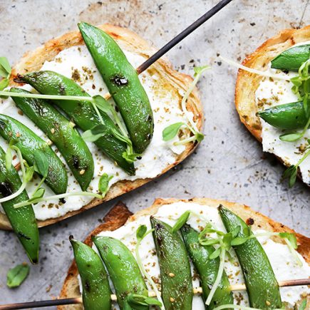 Grilled Snap Pea and Whipped Ricotta Toast | www.floatingkitchen.net