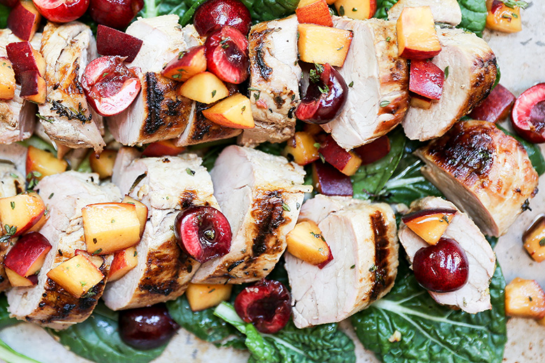 Grilled Pork Tenderloin with Peach-Cherry Salsa | www.floatingkitchen.net