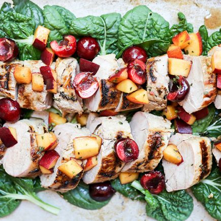 Grilled Pork Tenderloin with Peach-Cherry Salsa | www.floatingkitchen.net