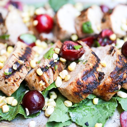 Grilled Pork Tenderloin with Spicy Corn-Cherry Salsa | www.floatingkitchen.net