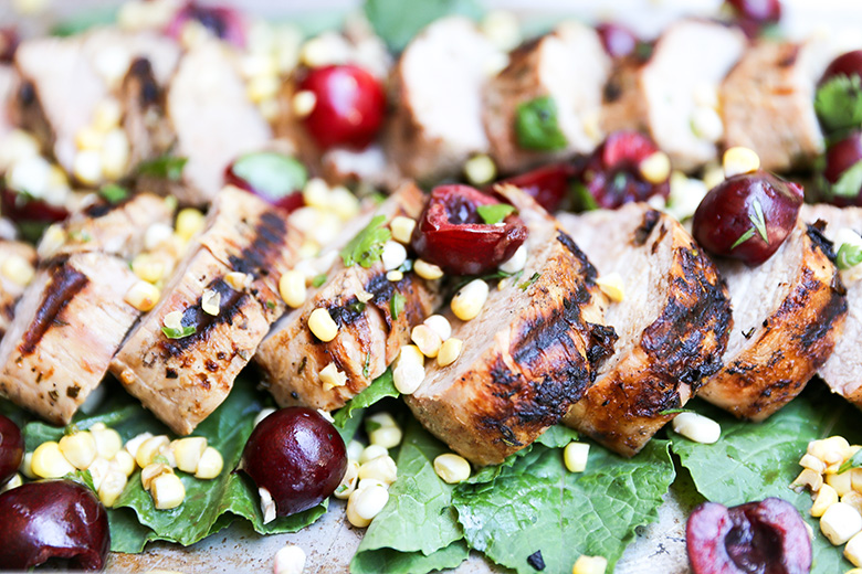 Grilled Pork Tenderloin with Spicy Corn-Cherry Salsa | www.floatingkitchen.net