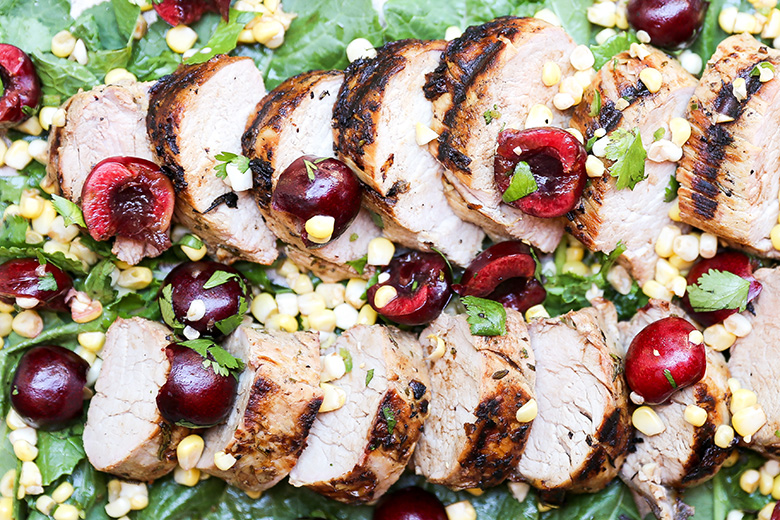 Grilled Pork Tenderloin with Spicy Corn-Cherry Salsa | www.floatingkitchen.net