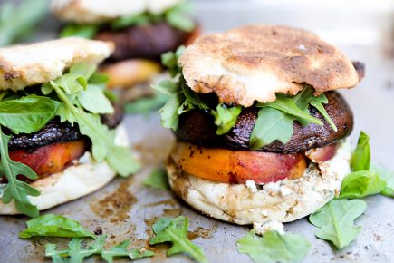 Roasted Portobello and Peach Sandwiches with Basil and Blue Cheese | www.floatingkitchen.net