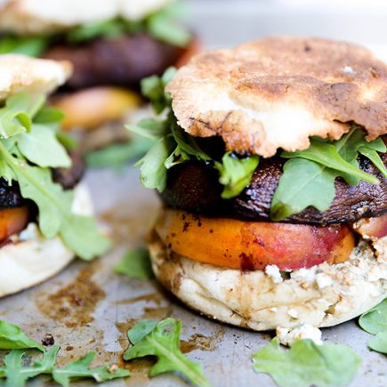 Roasted Portobello and Peach Sandwiches with Basil and Blue Cheese | www.floatingkitchen.net